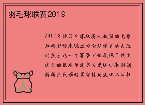 羽毛球联赛2019